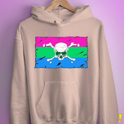 Polysexual Pride Pirate Flag Hoodie - Light Pink