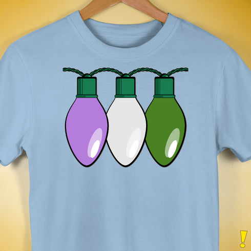 Genderqueer Pride Christmas Lights Premium Unisex T-Shirt - Baby Blue