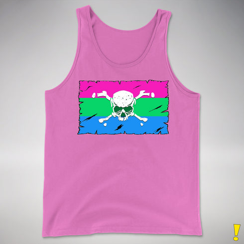 Polysexual Pride Pirate Flag Premium Tank Top - Neon Pink