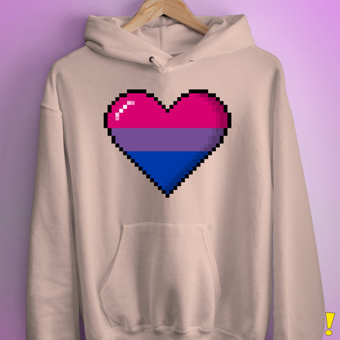 Bisexual Pride 8-Bit Pixel Heart Hoodie - Light Pink