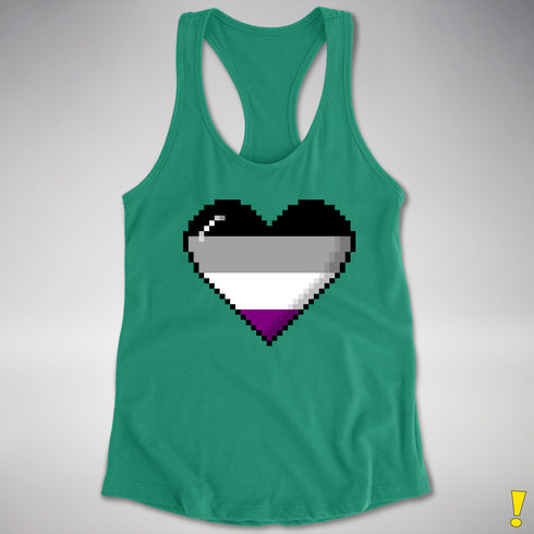 Asexual Pride 8-Bit Pixel Heart Racerback Tank - Kelly Green
