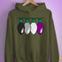 Asexual Pride Christmas Lights Hoodie - Army