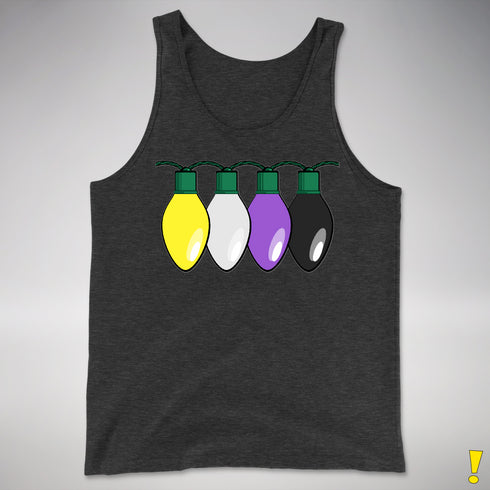 Nonbinary Pride Christmas Lights Premium Tank Top - Charcoal Triblend