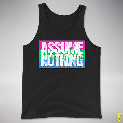 Assume Nothing Polysexual Pride Flag Premium Tank Top - Black
