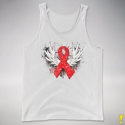 Winged Red Ribbon - World AIDS Day Premium Tank Top - White