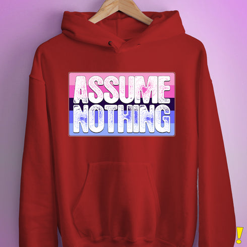 Assume Nothing Omnisexual Pride Flag Hoodie - Red