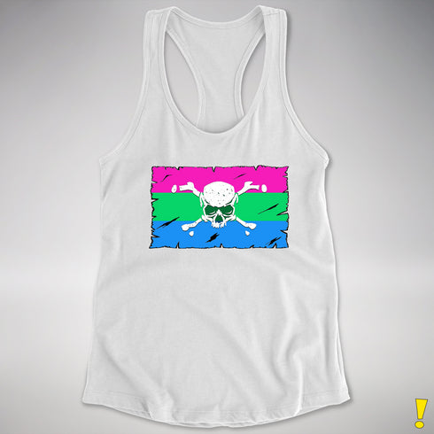 Polysexual Pride Pirate Flag Racerback Tank - White