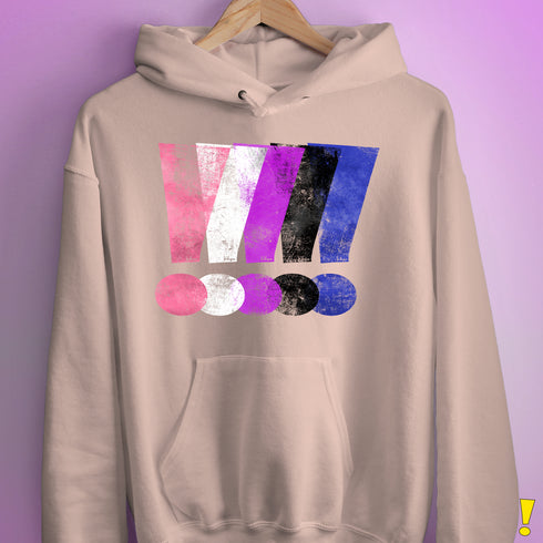 Genderfluid Pride Grunge Exclamation Points Hoodie - Light Pink