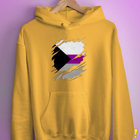Demisexual Pride Flag Ripped Reveal Hoodie - Mustard