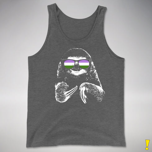 Pride Sloth Genderqueer Flag Sunglasses Premium Tank Top - Deep Heather