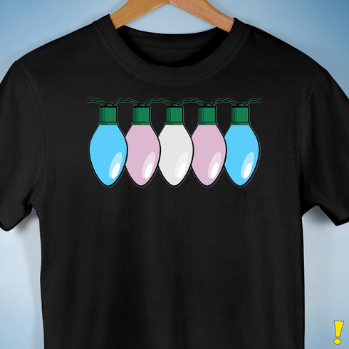 Transgender Pride Flag Christmas Lights Premium Unisex T-Shirt - Black