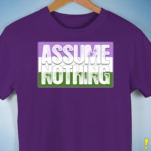 Assume Nothing Genderqueer Pride Flag Premium Unisex T-Shirt - Purple