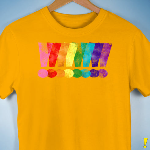 Distressed Gilbert Baker LGBTQ Pride Exclamation Points Premium - Gold
