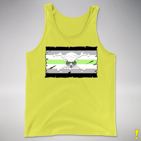 Agender Pride Pirate Flag Premium Tank Top - Neon Yellow