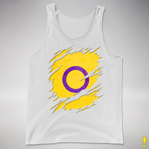 Intersex Pride Flag Ripped Reveal Premium Tank Top - White
