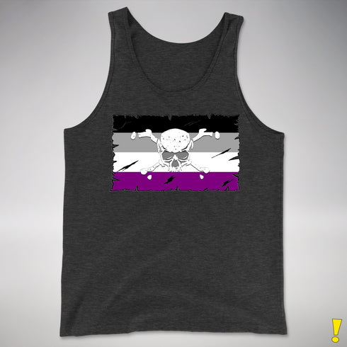 Asexual Pride Pirate Flag Premium Tank Top - Charcoal Triblend