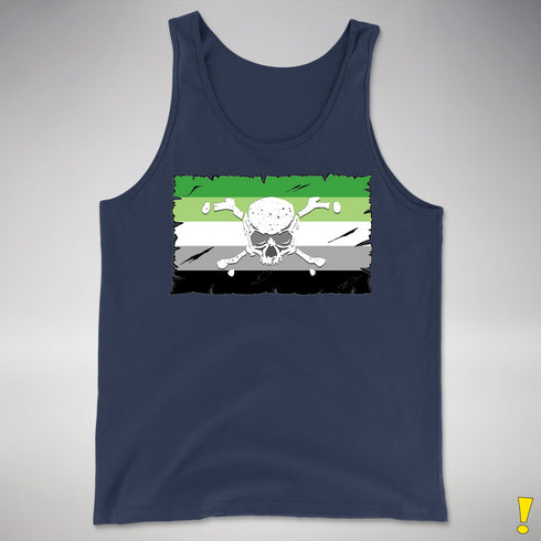 Aromantic Pride Pirate Flag Premium Tank Top - Navy