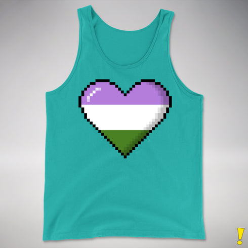 Genderqueer Pride 8-Bit Pixel Heart Premium Tank Top - Teal