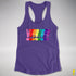 Distressed Gilbert Baker LGBTQ Pride Exclamation Points Racerback Tank - Purple