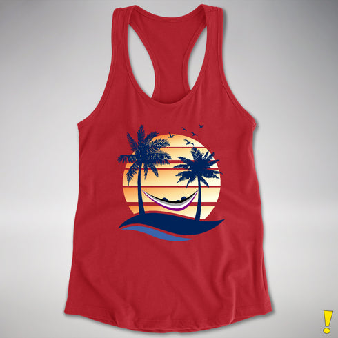 Asexual Pride Hammock Summer Beach Sunset Racerback Tank - Red