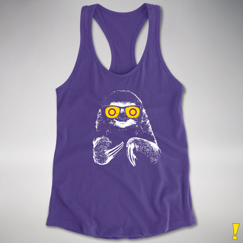 Pride Sloth Intersex Flag Sunglasses Women's Racerback Tank - Purple