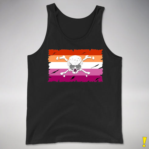 Lesbian Pride Pirate Flag Premium Tank Top - Black