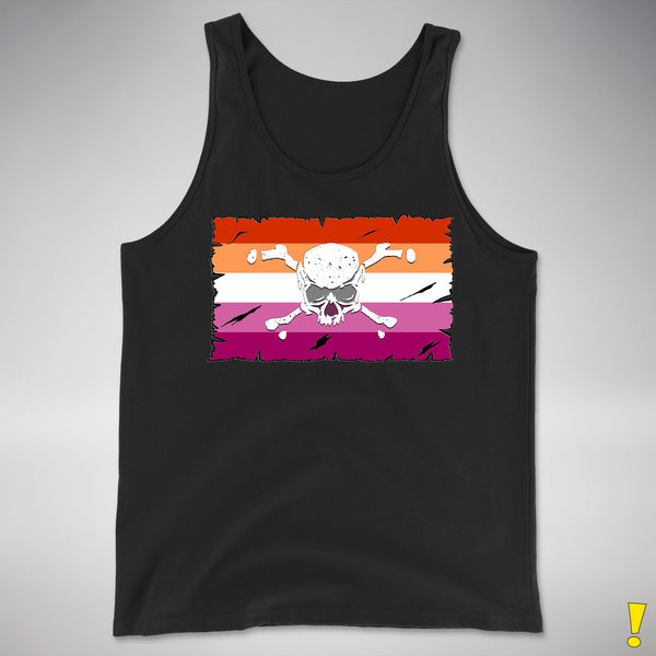 Lesbian Pride Pirate Flag Premium Tank Top - Black