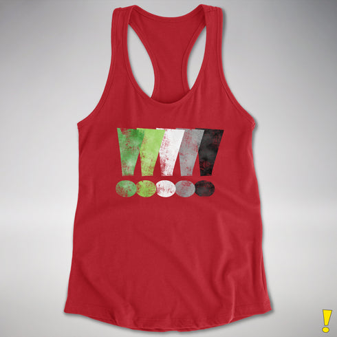 Distressed Aromantic Pride Exclamation Points Women's Racerback Tank - Red