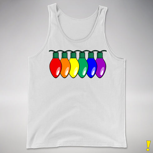 LGBTQ Pride Christmas Lights Premium Tank Top - White
