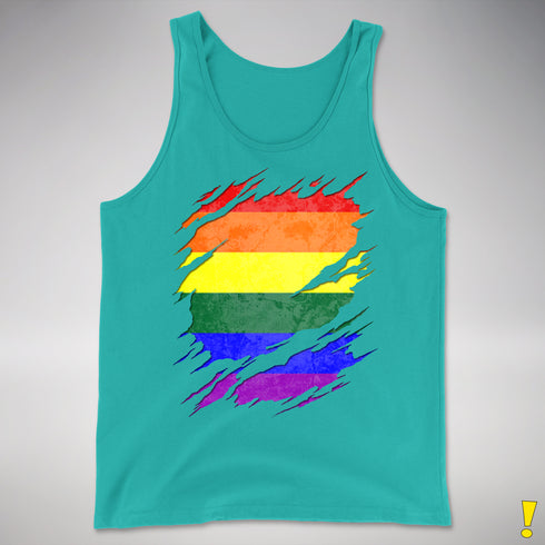 LGBTQ Pride Flag Ripped Reveal Premium Tank Top - Teal