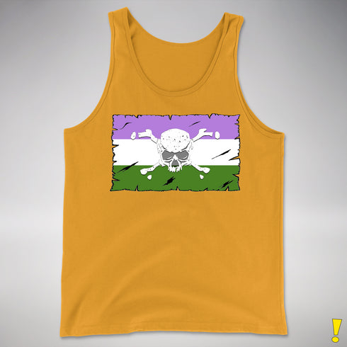 Genderqueer Pride Pirate Flag Premium Tank Top - Gold