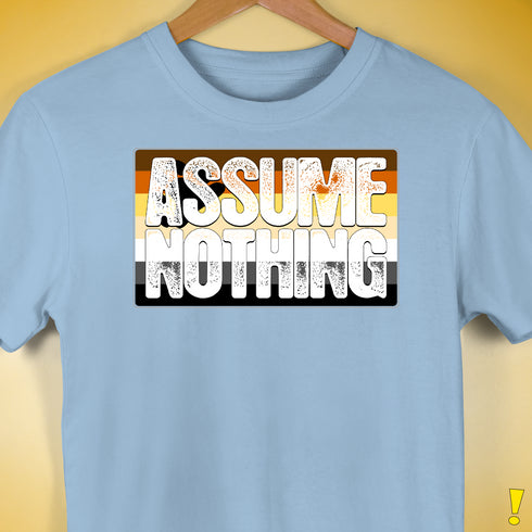 Assume Nothing Bear Pride Flag Premium Unisex T-Shirt - Baby Blue