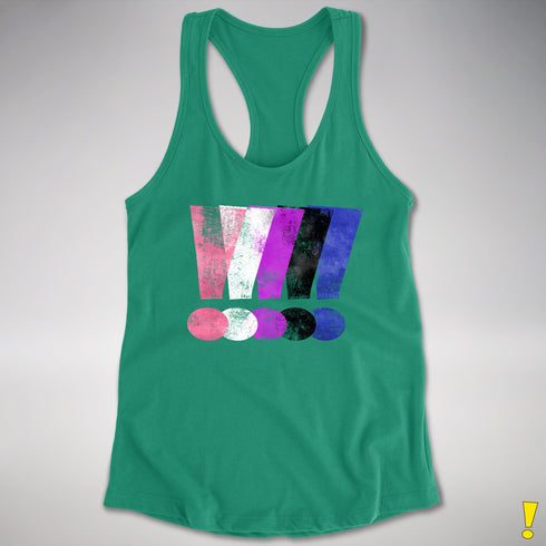 Genderfluid Pride Grunge Exclamation Points Racerback Tank - Kelly Green