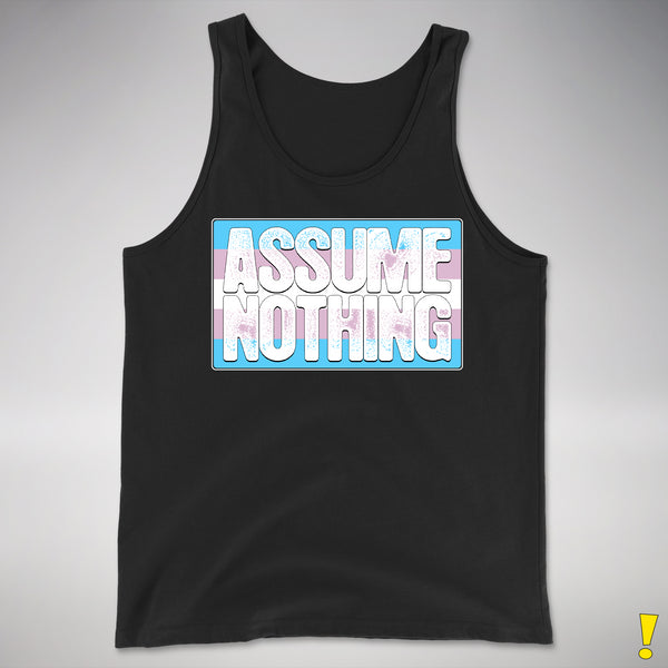 Assume Nothing Transgender Pride Flag Premium Tank Top - Black