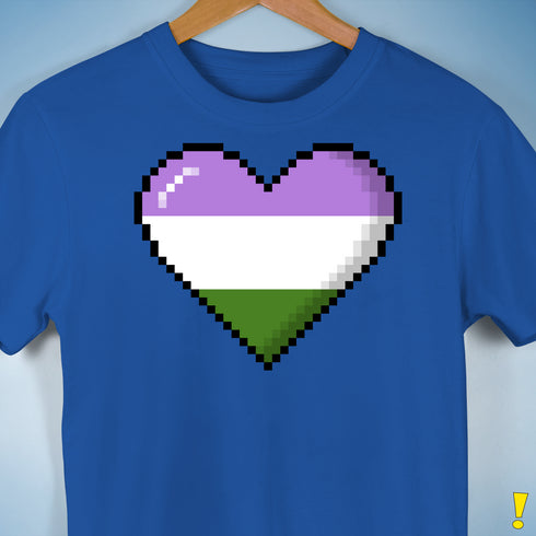 Genderqueer Pride 8-Bit Pixel Heart Premium Unisex T-Shirt - Royal Blue