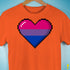 Bisexual Pride 8-Bit Pixel Heart Premium Unisex T-Shirt - Orange