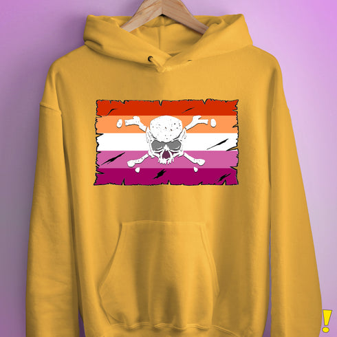 Lesbian Pride Pirate Flag Hoodie - Mustard