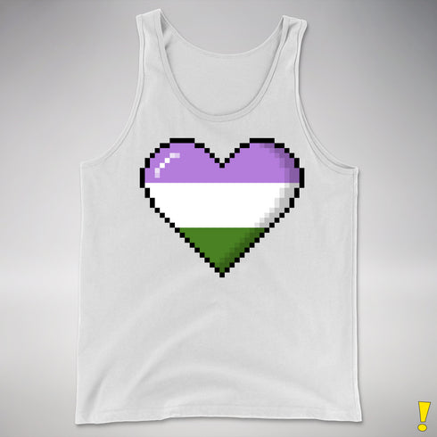 Genderqueer Pride Pixel Heart Premium Tank Top - White