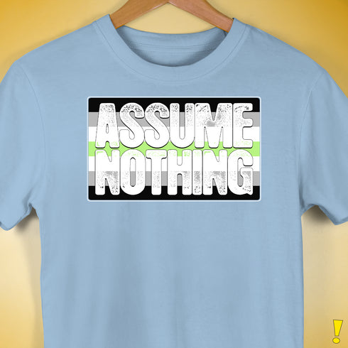 Assume Nothing Agender Pride Flag Premium Unisex T-Shirt - Baby Blue