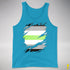 Agender Pride Flag Ripped Reveal Premium Tank Top - Neon Blue