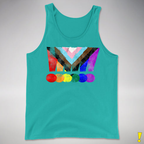 LGBTQ Progress Pride Grunge Exclamation Points Premium Tank Top - Teal