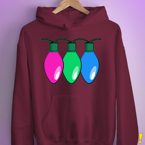 Polysexual Pride Christmas Lights Hoodie - Maroon