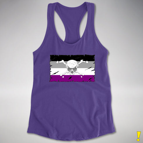 Asexual Pride Pirate Flag Racerback Tank - Purple