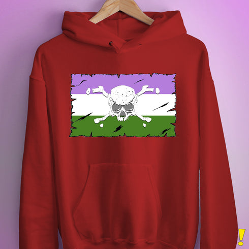Genderqueer Pride Pirate Flag Hoodie - Red