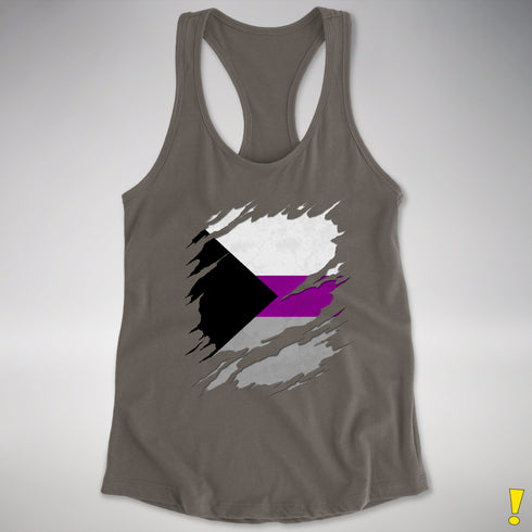 Demisexual Pride Flag Ripped Reveal Racerback Tank - Dark Grey