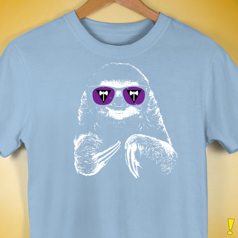 Pride Sloth Lesbian Labrys Flag Sunglasses Premium Unisex T-Shirt - Baby Blue