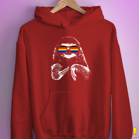 Pride Sloth Philly LGBTQ Pride Flag Sunglasses Hoodie - Red