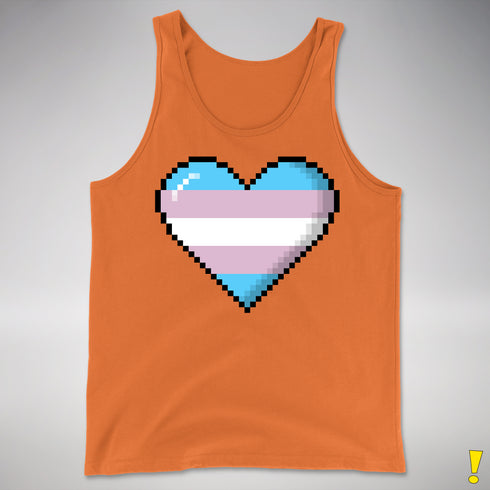 Transgender Pride 8-Bit Pixel Heart Premium Tank Top - Orange