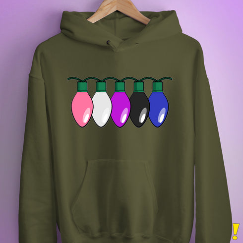 Genderfluid Pride Christmas Lights Hoodie - Army