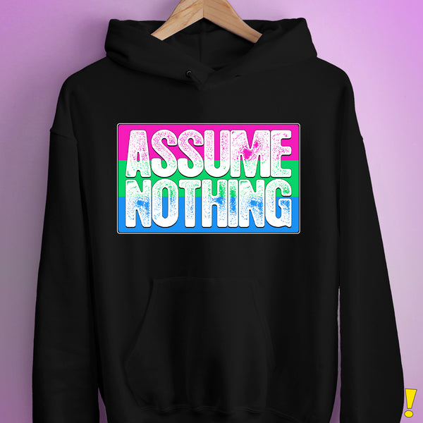Assume Nothing Polysexual Pride Flag Hoodie - Black